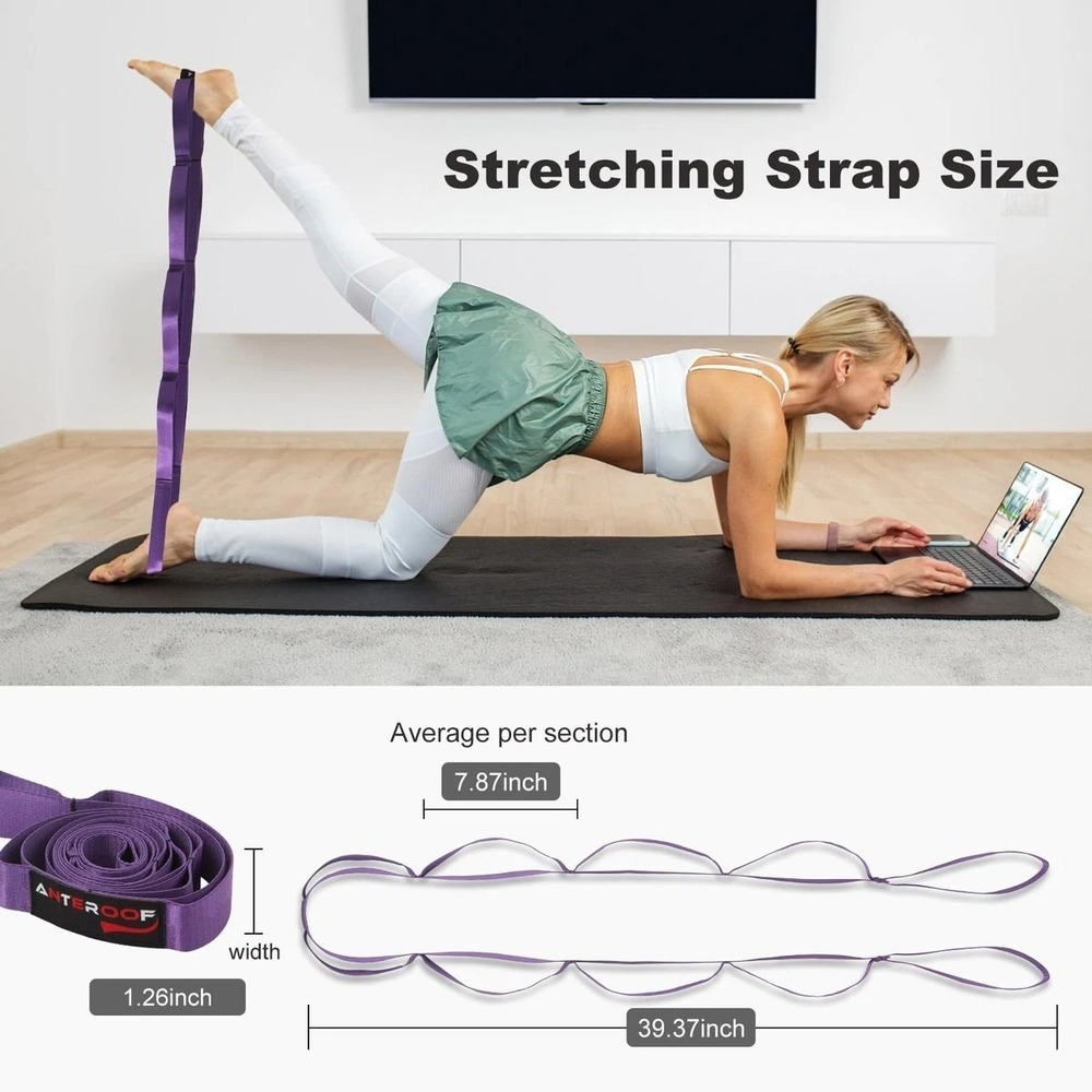 Durable Non-Elastic Stretch Strap for Physical Therapy and Yoga, 10 Purple - Picture 2 of 3
